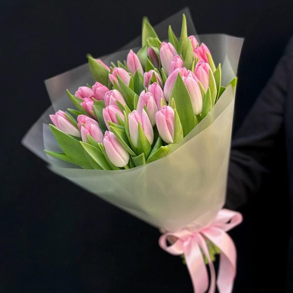 Букет «Розовое чудо» из 25 розовых тюльпанов Ахтубинск Астраханская область